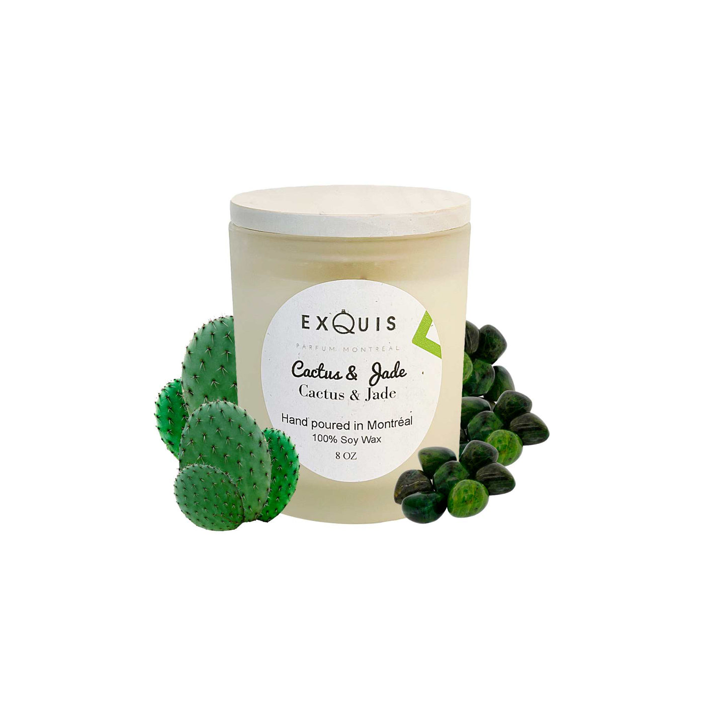 cactus  jade candle wooden wick